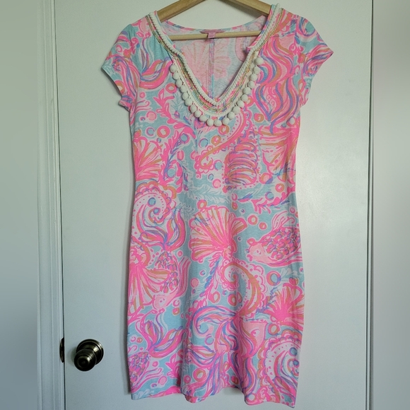 Lilly Pulitzer Dresses & Skirts - Lilly Pulitzer Pom Pom Dress Pink Blue Size XS